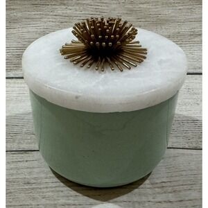 Tozai Small Green Candle with Marble Lid & Gold Embellishment  H2
